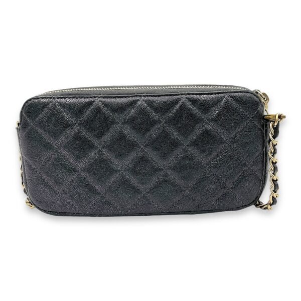 Double Zipped Clutch Iridescent  in Caviar Leather, Gold hardware - Image 2