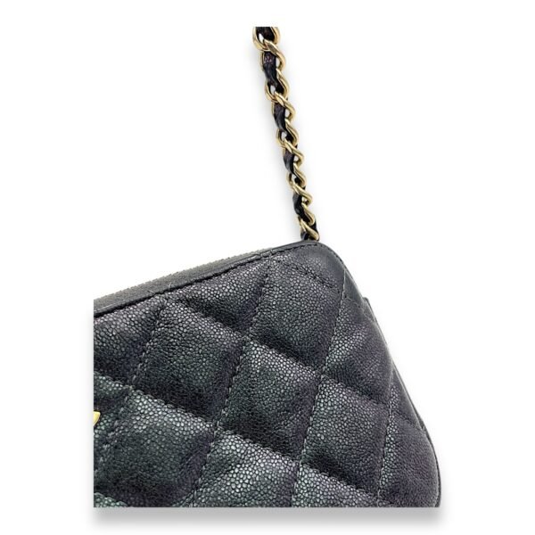 Double Zipped Clutch Iridescent  in Caviar Leather, Gold hardware - Image 9