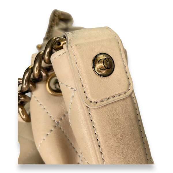 Drawstring CC Beige Bucket Bag in Calfskin, Gold hardware - Image 7