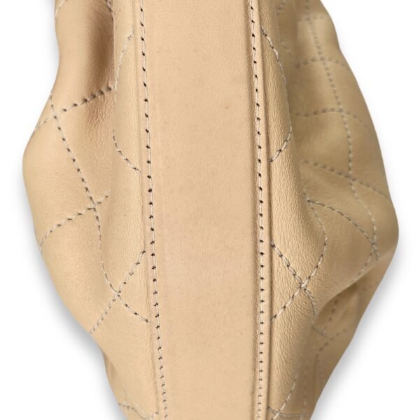Drawstring CC Beige Bucket Bag in Calfskin, Gold hardware - Image 8