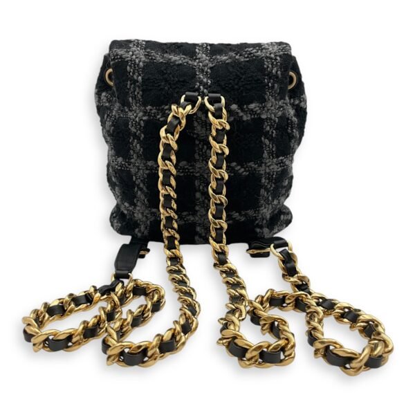 Duma Backpack Black Backpack in Tweed, Wool, Calf, Gold hardware - Image 2