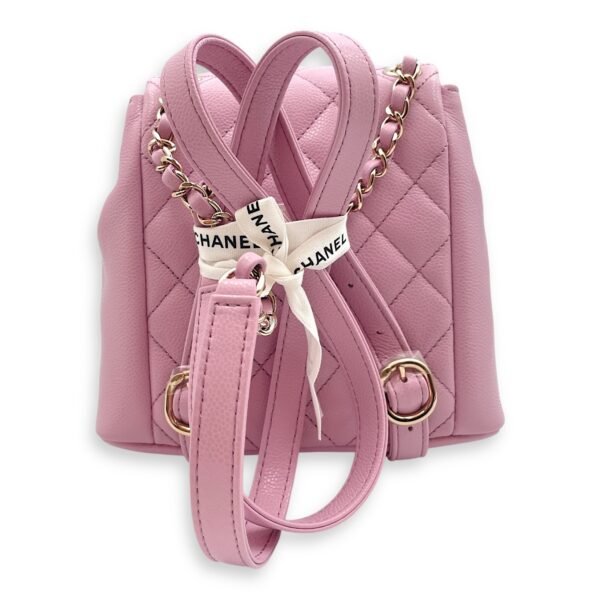 Duma Pink Backpack in Caviar leather, Light Gold hardware - Image 2