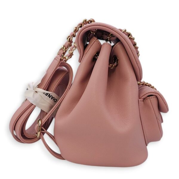 Duma Pink Backpack in Lambskin, Light Gold hardware - Image 3