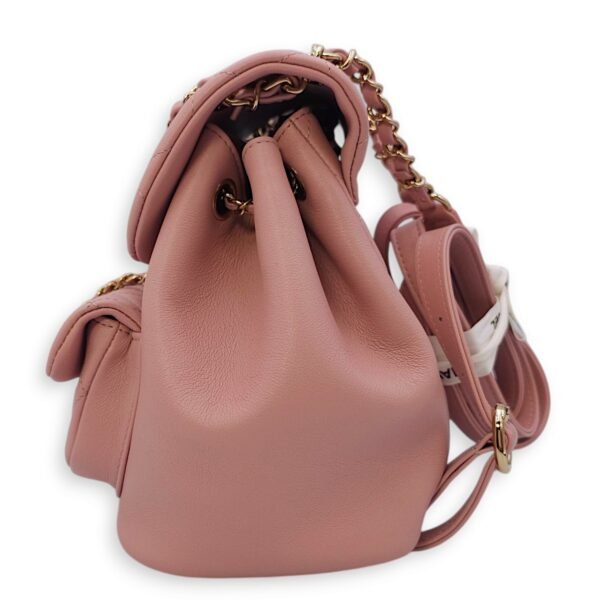 Duma Pink Backpack in Lambskin, Light Gold hardware - Image 4