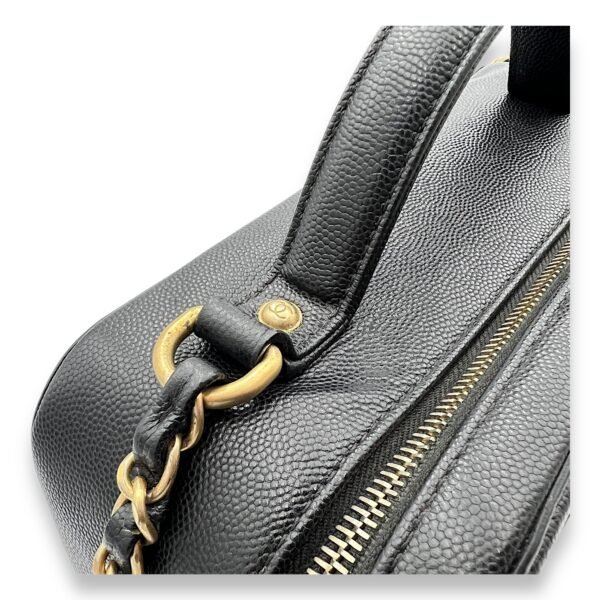 Filigree Large Black Vanity Bag in Caviar Leather, Gold hardware - Image 13