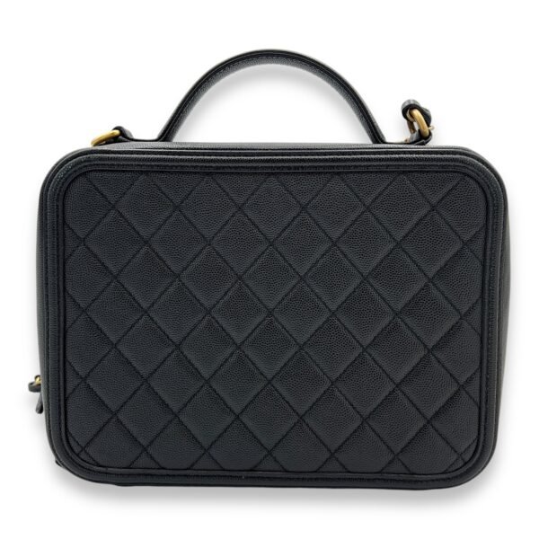 Filigree Large Black Vanity Bag in Caviar Leather, Gold hardware - Image 2