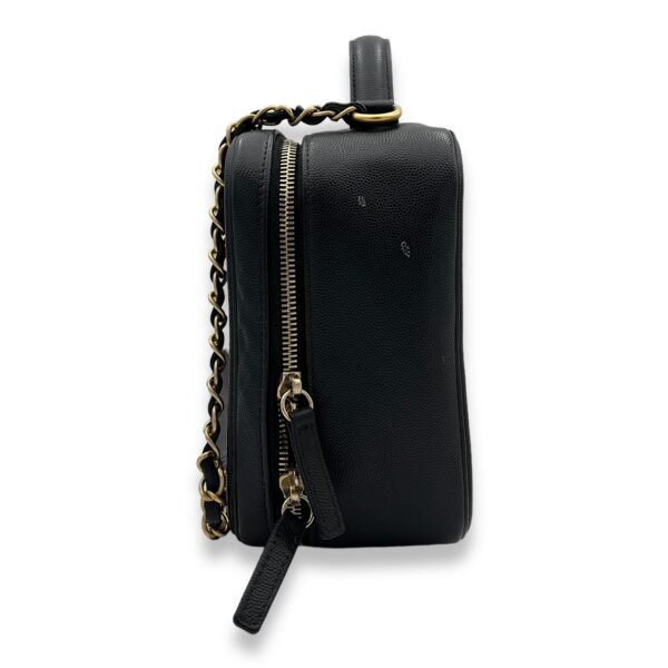 Filigree Large Black Vanity Bag in Caviar Leather, Gold hardware - Image 3