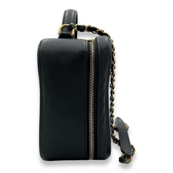 Filigree Large Black Vanity Bag in Caviar Leather, Gold hardware - Image 4