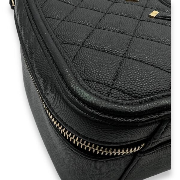 Filigree Large Black Vanity Bag in Caviar Leather, Gold hardware - Image 7