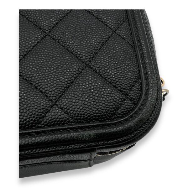 Filigree Large Black Vanity Bag in Caviar Leather, Gold hardware - Image 8
