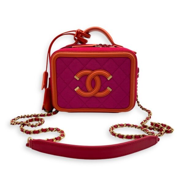 Filigree Vanity (16cm) Small Multicolour Crossbody Bag in Jersery/Calfskin, Gold hardware - Image 8