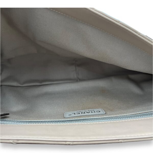 Flap Navy, Beige and Brown Crossbody Bag in Calfskin, Ruthenium hardware - Image 10