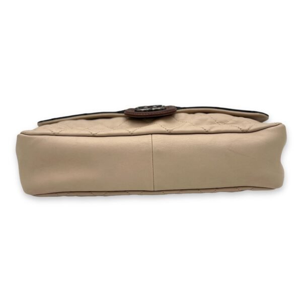 Flap Navy, Beige and Brown Crossbody Bag in Calfskin, Ruthenium hardware - Image 5
