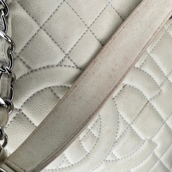 GST Beige Tote Bag in Caviar Leather, Silver hardware - Image 14