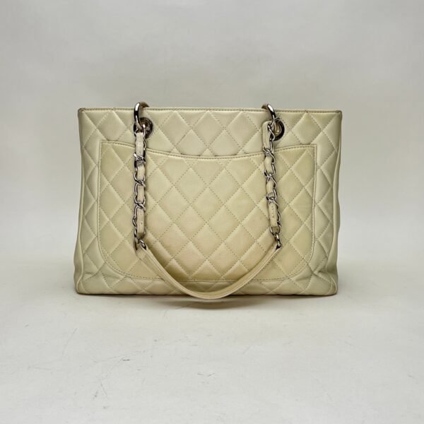 GST Beige Tote Bag in Caviar Leather, Silver hardware - Image 2