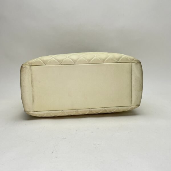 GST Beige Tote Bag in Caviar Leather, Silver hardware - Image 5