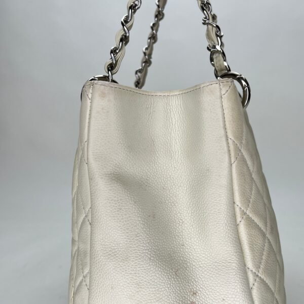 GST Beige Tote Bag in Caviar Leather, Silver hardware - Image 8