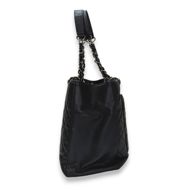 GST Black Shoulder Bag in Caviar Leather, Silver hardware - Image 3