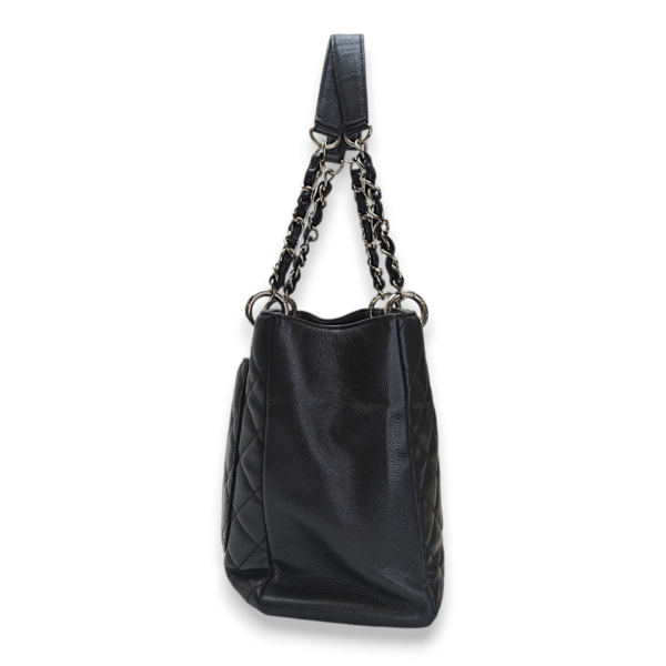 GST Black Shoulder Bag in Caviar Leather, Silver hardware - Image 4