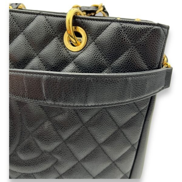 GST Black Tote Bag in Caviar Leather, Gold hardware - Image 9