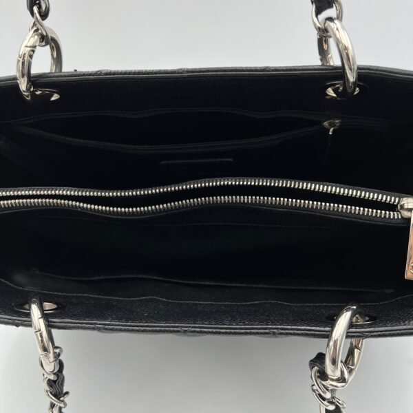 GST Black Tote Bag in Caviar Leather, Silver hardware - Image 11