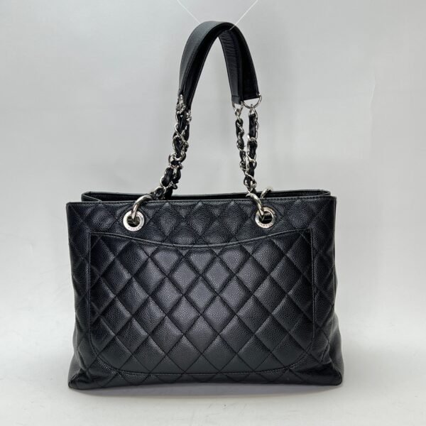 GST Black Tote Bag in Caviar Leather, Silver hardware - Image 2