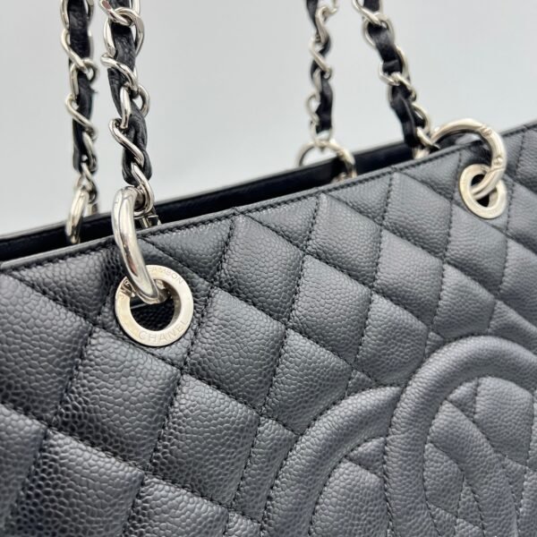 GST Black Tote Bag in Caviar Leather, Silver hardware - Image 6