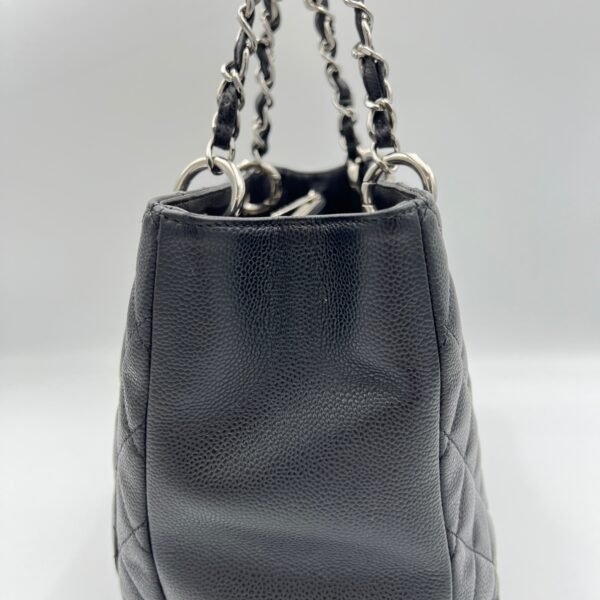 GST Black Tote Bag in Caviar Leather, Silver hardware - Image 8