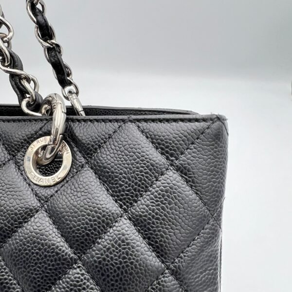GST Black Tote Bag in Caviar Leather, Silver hardware - Image 9