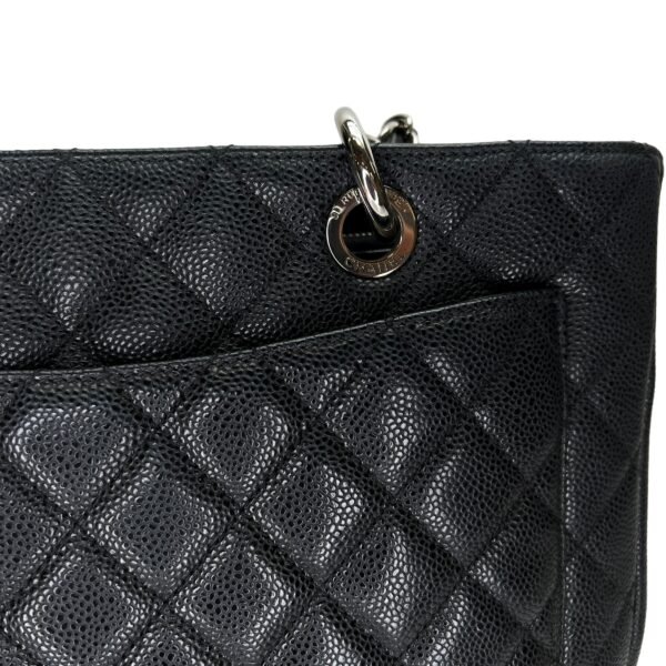 GST Black Tote Bag in Caviar Leather, Silver hardware - Image 9