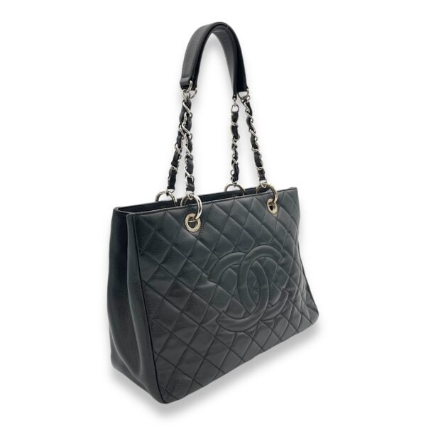 GST Black Tote Bag in Caviar Leather, Silver hardware - Image 3