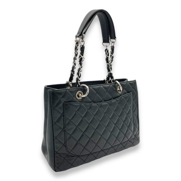 GST Black Tote Bag in Caviar Leather, Silver hardware - Image 4