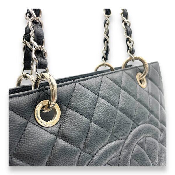 GST Black Tote Bag in Caviar Leather, Silver hardware - Image 6