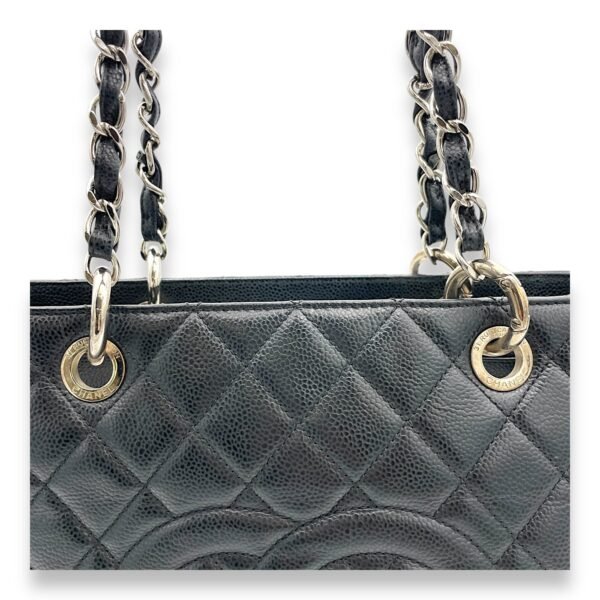 GST Black Tote Bag in Caviar Leather, Silver hardware - Image 7