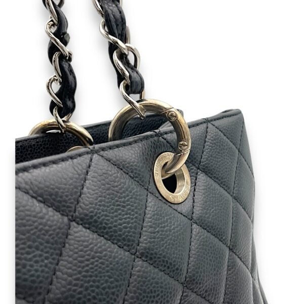 GST Black Tote Bag in Caviar Leather, Silver hardware - Image 9