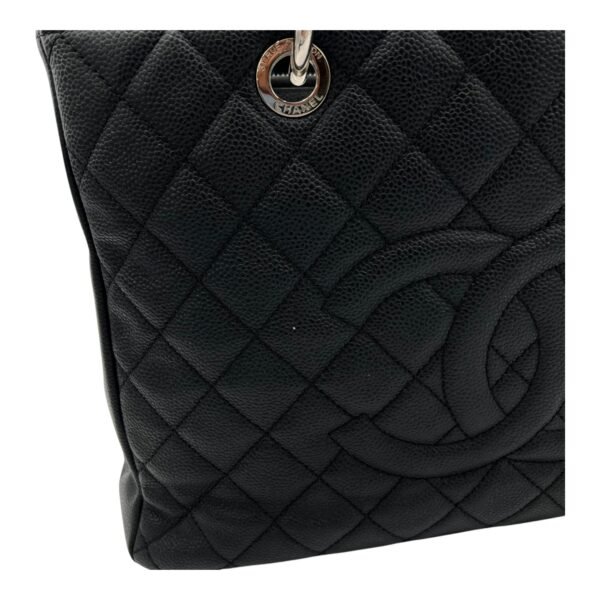 GST Black Tote Bag in Caviar Leather, Silver hardware - Image 11