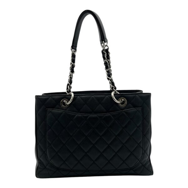 GST Black Tote Bag in Caviar Leather, Silver hardware - Image 2