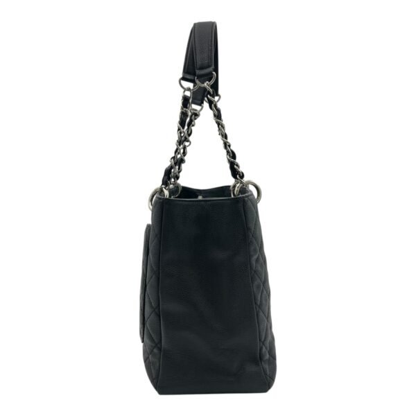 GST Black Tote Bag in Caviar Leather, Silver hardware - Image 3