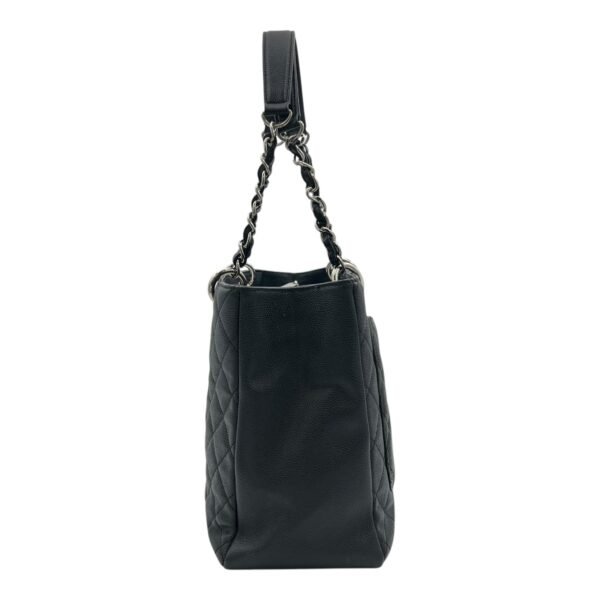 GST Black Tote Bag in Caviar Leather, Silver hardware - Image 4