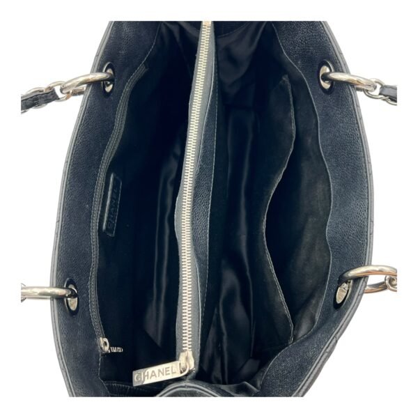 GST Black Tote Bag in Caviar Leather, Silver hardware - Image 6