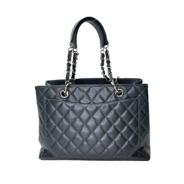 GST Grand Grey Tote Bag in Caviar Leather, Silver hardware - Image 2