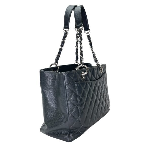 GST Grand Grey Tote Bag in Caviar Leather, Silver hardware - Image 4