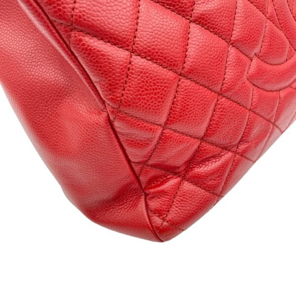 GST Red Tote Bag in Caviar Leather, Sliver hardware - Image 10