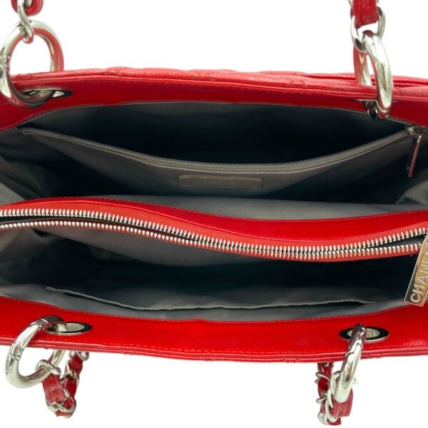 GST Red Tote Bag in Caviar Leather, Sliver hardware - Image 11