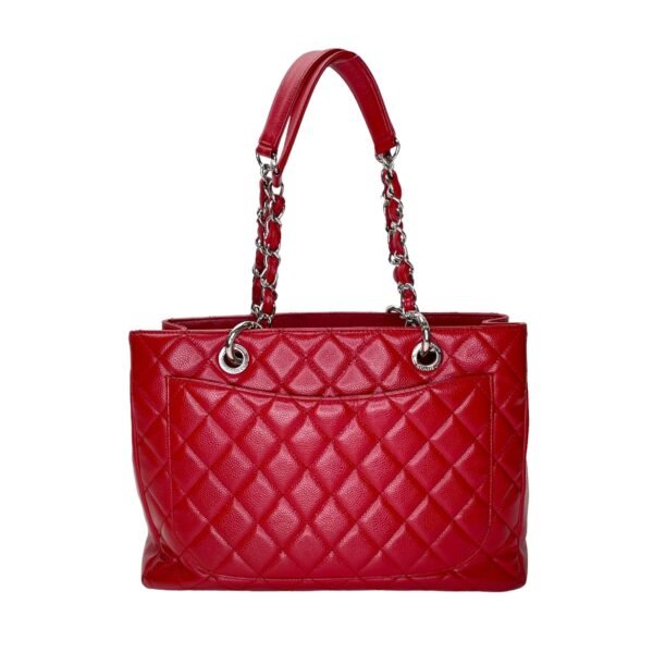GST Red Tote Bag in Caviar Leather, Sliver hardware - Image 2