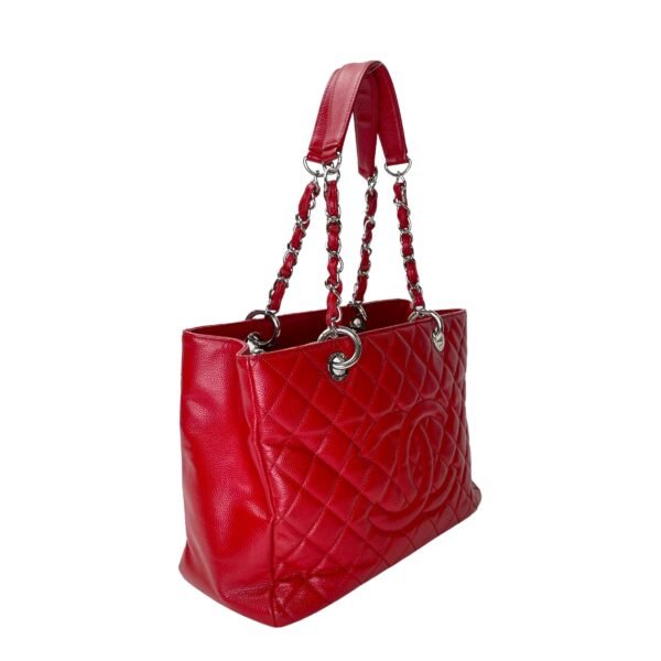 GST Red Tote Bag in Caviar Leather, Sliver hardware - Image 3