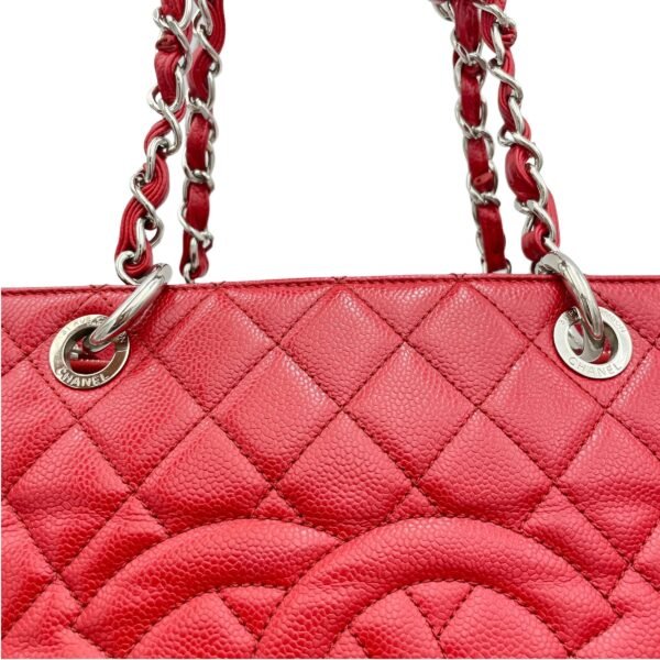 GST Red Tote Bag in Caviar Leather, Sliver hardware - Image 7