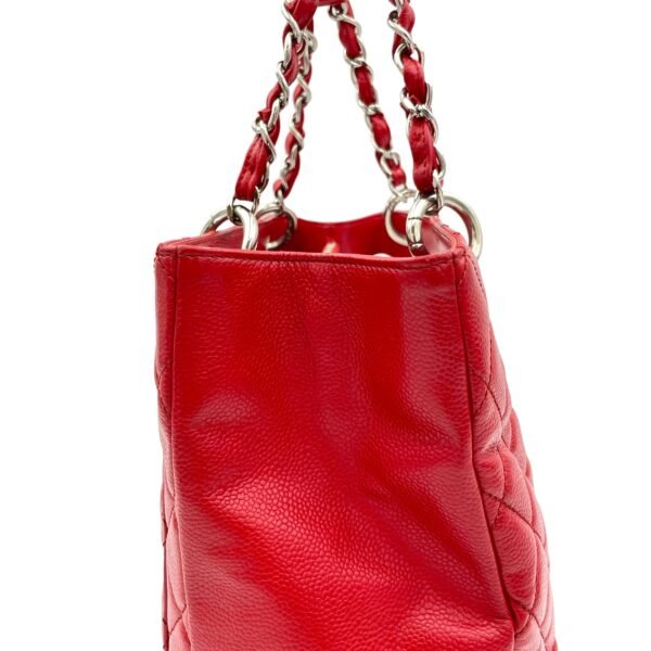 GST Red Tote Bag in Caviar Leather, Sliver hardware - Image 8