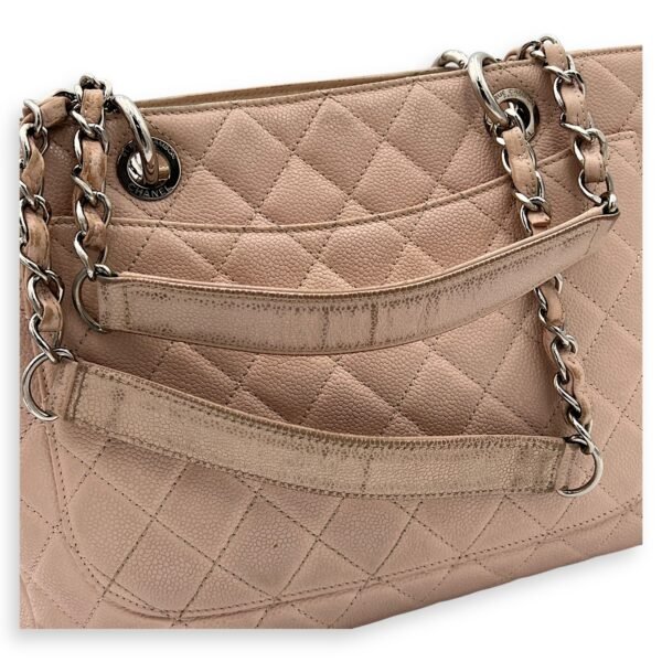 GST Tote Bag Pink in Caviar Leather, Silver hardware - Image 10