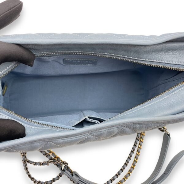 Gabrielle Medium Blue Shoulder Bag in Calfskin/Patent, Gold/Ruthenium/Silver hardware - Image 10